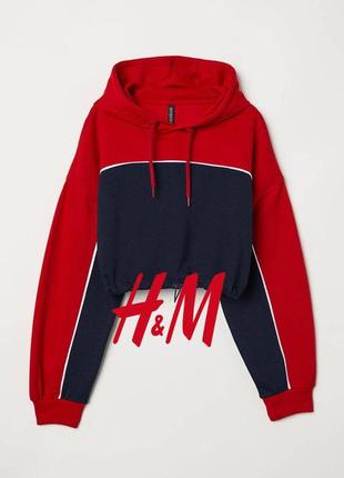 🌹🌹h&m divided худі жіноче на резинці синій/червоний з капюшоном начос🌹🌹