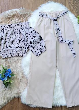 Нарядный костюм для девочек, блузка и брюки