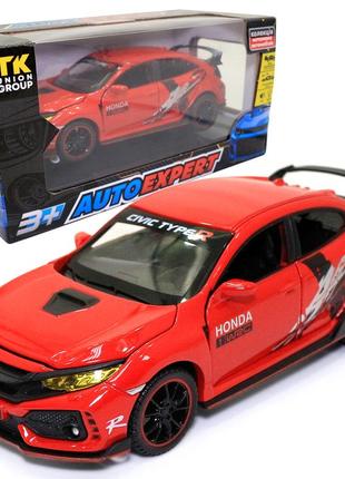 Іграшкова машинка металева honda civic tupe r «автоексперт» хонда сівік червоний звук світло 16*5*6 см (33617)