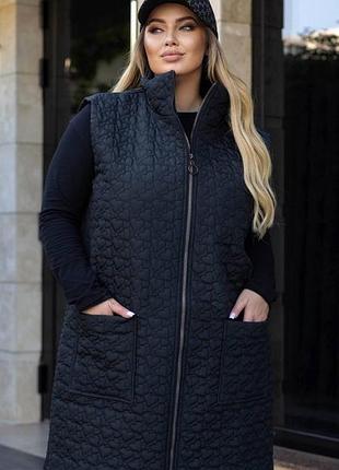 Жіноча осіння подовжена жилетка