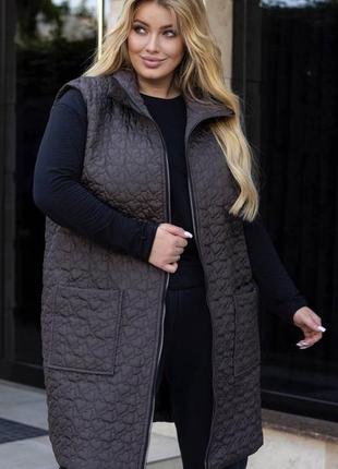 Жіноча осіння подовжена жилетка