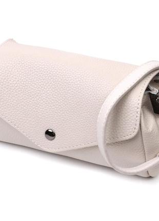 Сумочка на плече біла шкіряна крос-боді на клапані 722255