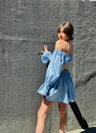 Легка льняна сукня міні, платье мини9 фото