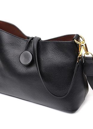 Сумка жіноча стильна чорна шкіряна оригінальна косметичка 722319