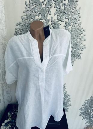 Біла модна стильна трендова сорочка блуза лляна льон marks