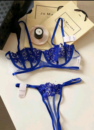 Комплект кружевної білизни,сексуальні бікіні з бюстгалтером синій6 фото