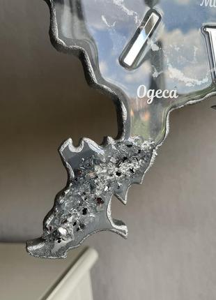 Часы настенные из эпоксидной смолы "карта украины" 40x25 см6 фото