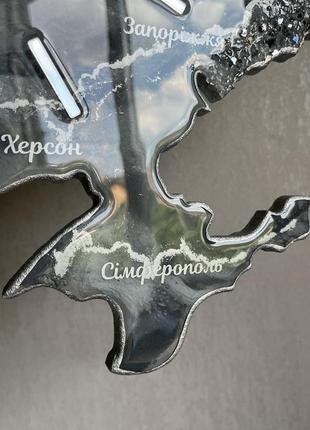 Часы настенные из эпоксидной смолы "карта украины" 40x25 см7 фото