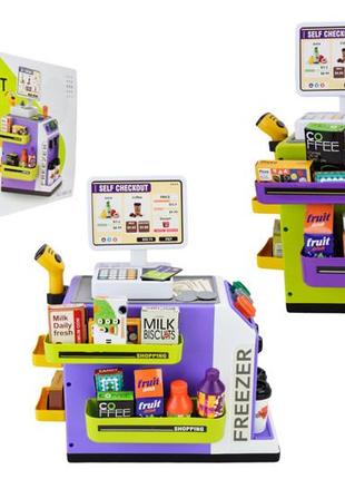 Супермаркет 668-136/137 батарейка мікс 2 види, світло, звук, 46 деталей, стійка, каса, гроші, аксес