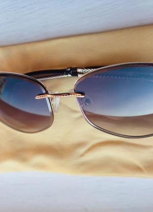 Сонячні окуляри коричневі золота фурнітура сонцезахисні очки солнечные ромби капля6 фото