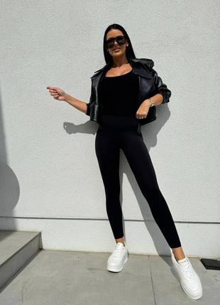 Базовые женские лосины с высокой посадкой из микродайвинга