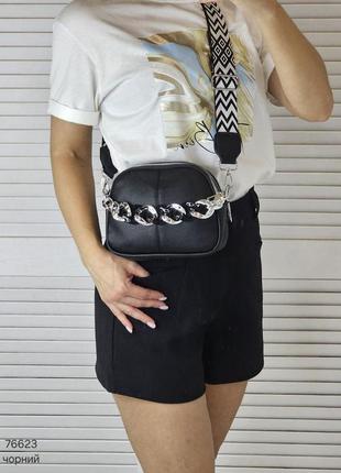 Жіноча стильна та якісна сумка з еко шкіри чорна3 фото