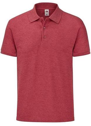 Чоловіча футболка поло fruit of the loom polo з коміром червоний меланж, s