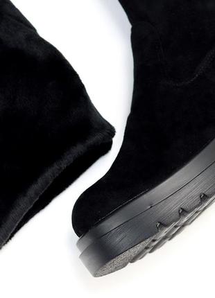 Черные демисезонные стрейчевые ботфорты