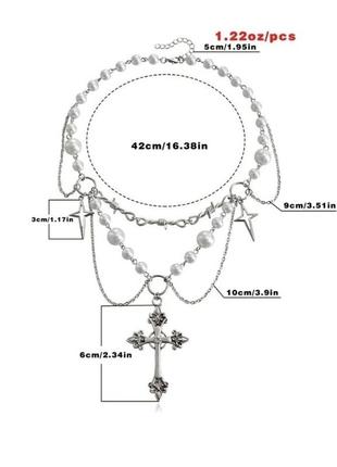 Ожерелье унисекс с крестом и звездами в стиле y2k готика6 фото