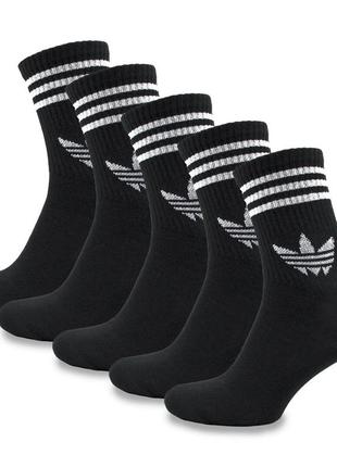 Набір жіночі високі шкарпетки adidas classic 5 пар 36-45 високі спортивні носки адідас чорні