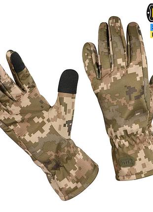 M-tac демісезонні рукавички soft shell мм14, тактичні теплі рукавички, військові рукавички піксель чоловічі