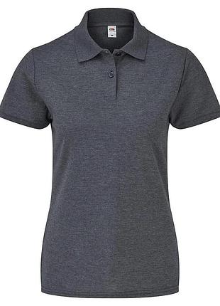 Женская футболка поло fruit of the loom 65/35 polo с воротником темно-серый меланж, s