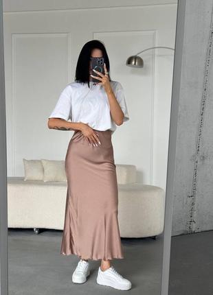 Шелковая базовая юбка юбка длинная макси три цвета6 фото