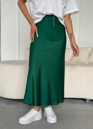 Шовкова базова спідниця юбка довга максі три кольори4 фото