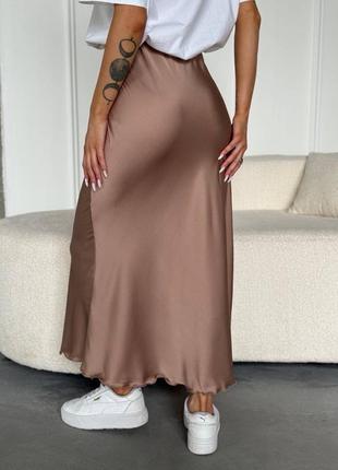 Шовкова базова спідниця юбка довга максі три кольори5 фото