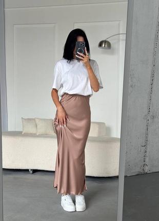 Шелковая базовая юбка юбка длинная макси три цвета7 фото
