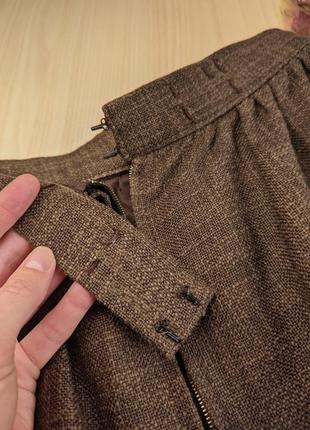 Юбка длинная коричневая прямая макси в пол винтажная мешковина шерсть лен6 фото