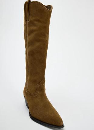 Козаки zara коричневые сапоги zara2 фото