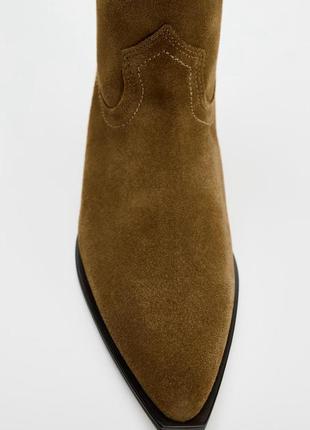 Козаки zara коричневые сапоги zara4 фото