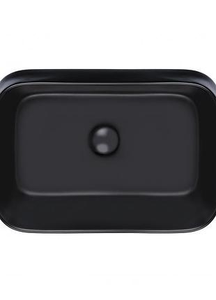Раковина-чаша qtap scorpio 550х390х120 matt black с донным клапаном qt14112243mb
