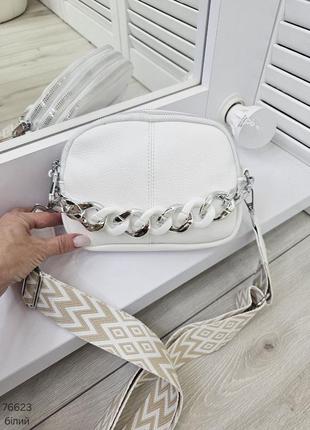 Женская стильная и качественная сумка из эко кожи белая6 фото
