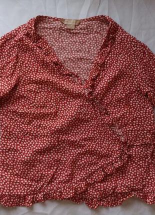Блуза на запах жіноча червона1 фото
