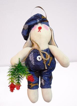 Пара кроликов тильда 20 см, интерьерные текстильные куклы, ручная работа