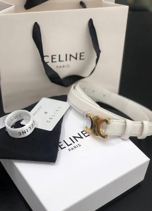 Белый ремень селин celine4 фото