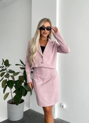 Кашемировый костюм двойка юбка + пиджак на осень, костюм с юбкой из кашемира, кашемир ёлка костюм, 1621