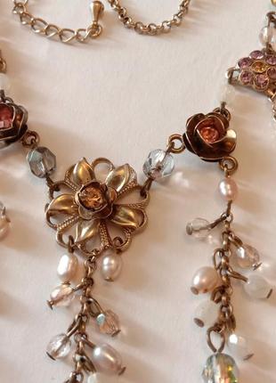 Колье винтажное michal negrin натуральный жемчуг камни