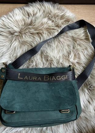 Женская кожаная сумка laura biaggi зеленая