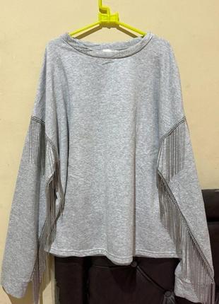 Жіночий світшот з бахромою з намистин