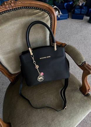 Стильная черная женская сумка на работу michael kors,  популярная модель корс, люкс качества ручки