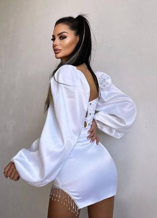 Костюм корсет юбка с бахромой атлас из декольте голубой беж бордо красный зумруд черный белый