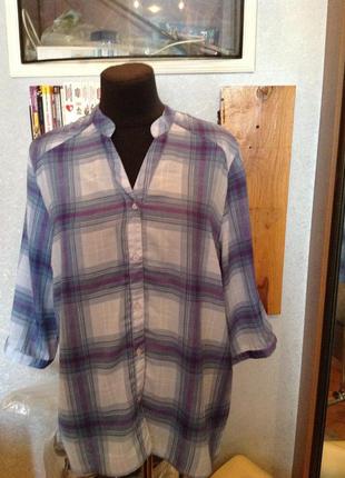 Лёгкая рубашка в клетку бренда cotton, р. 52-545 фото