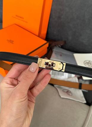 Тонкий ремешок belt hermes black