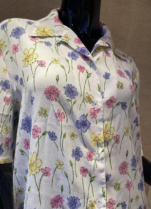 Винтажная рубашка в цветочный принт новая2 фото