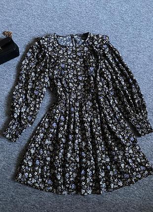 Платье мини цветочный принт
