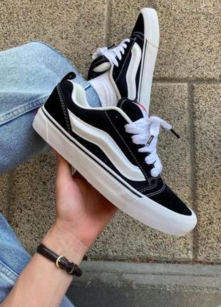 Невероятно крутые мужские кеды vans knu skool черные с белой подошвой для девушки мальчишки черные кроссовки