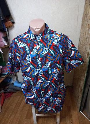 Яскрава сорочка суміш льон +бавовна 46-48 розмір