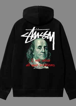 Черное худи стуху stussy