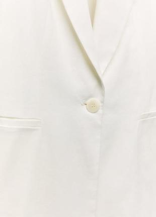 Білий подовжений піджак із змішаного льону zara розмір м оригінал new collection7 фото