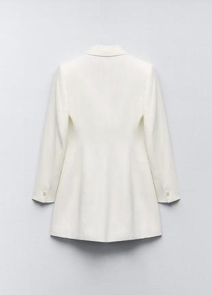 Білий подовжений піджак із змішаного льону zara розмір м оригінал new collection6 фото