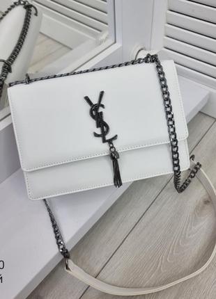 Женская качественная сумка, стильный клатч из эко кожи белый9 фото